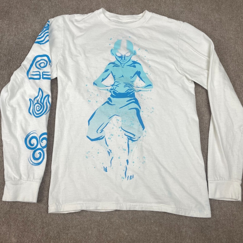 Loot Crate Shirt Mens Small White The Last Airbender Graphic Print Long Sleeve